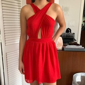 Forever 21 Halter Red Chiffon Mini Dress